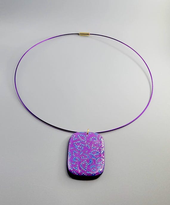 Polymer Clay Pendant Necklace: Hand painted, Stainless steel necklace cord