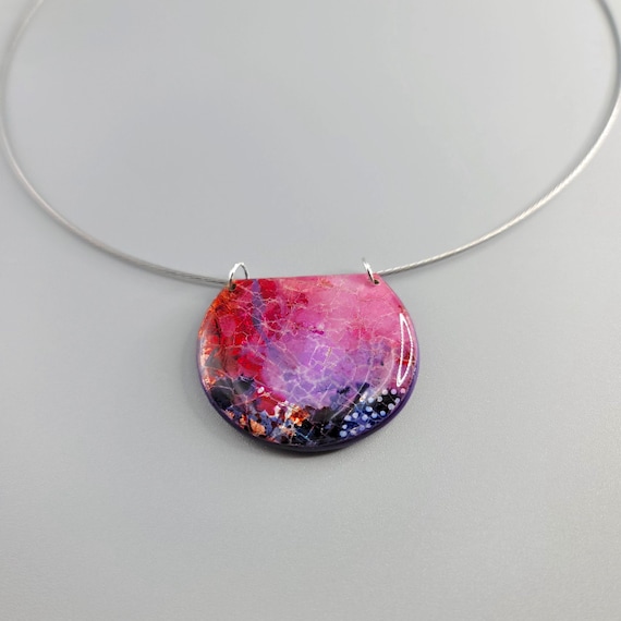 Handmade Polymer Clay Pendant Necklace: Stainless steel necklace cord