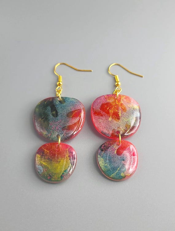 Handmade Polymer Clay Earrings: Gold Plated Hypoallergenic