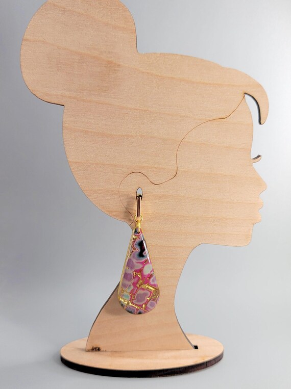 Handmade Polymer Clay Earrings: Mokume Gane Design