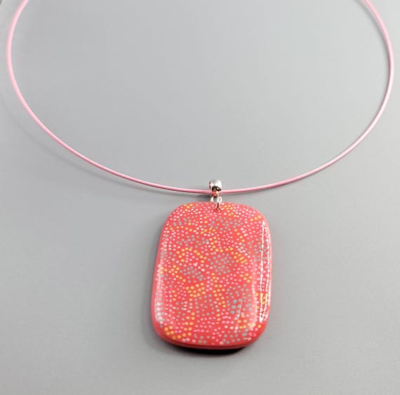 Polymer Clay Pendant Hand painted: Stainless steel necklace cord