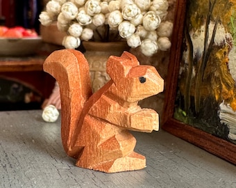 Dollhouse Miniature Vintage Hand Carved Squirrel