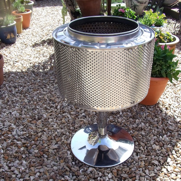 Fire pit hand crafted from washing machine drum....