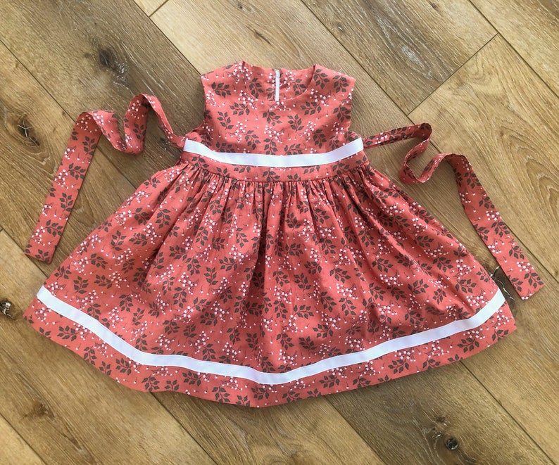 9-12 months Floral Tank Dress with Full Skirt in Coral /& White