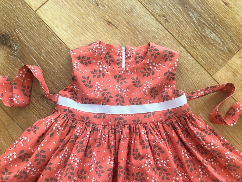 9-12 months Floral Tank Dress with Full Skirt in Coral /& White