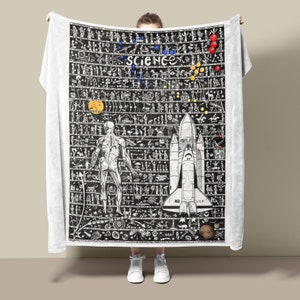 Science Fleece Blanket, Science Art Blanket, Scientific Theme Throw, Educational Blanket, Unique Science Decor, Gift For Scientists