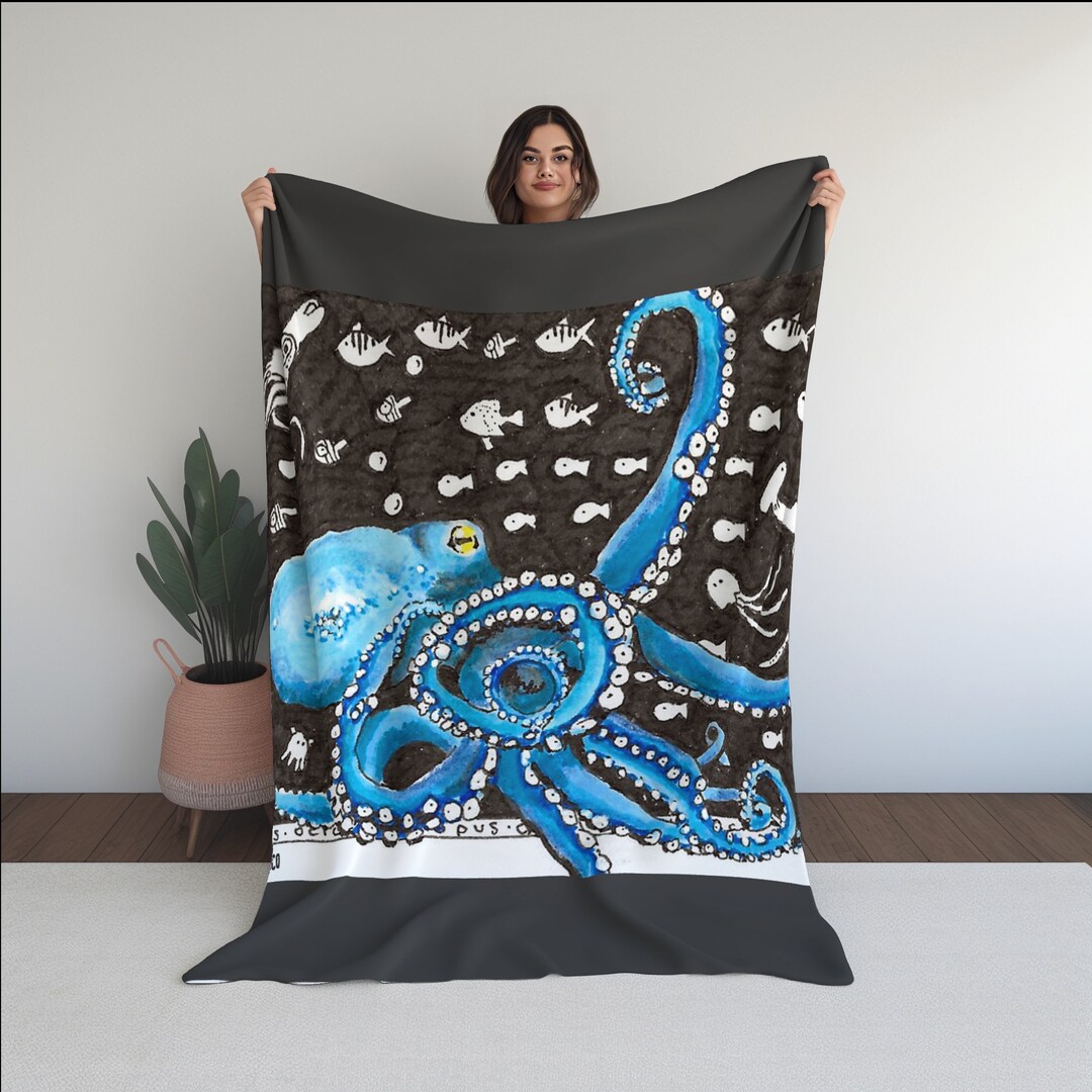 Blue Octopus Blanket Ocean Fleece Blanket Octopus Decor - Etsy