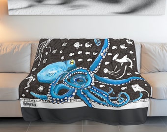 Blue Octopus Blanket Ocean Fleece Blanket Octopus Decor - Etsy