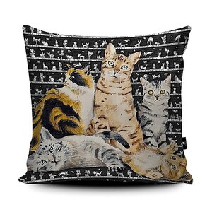 Cats Cushion, Kitten Cushion, Tortoiseshell Cat, Tabby Cat Decor, Domestic Cat Cushion, Cat Pillow