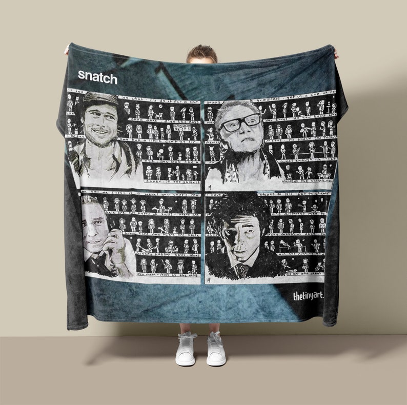Snatch Movie Fleece Blanket, Brad Pitt Art, Guy Ritchie, Jason Statham, Vinnie Jones, Comedy