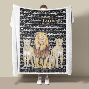 Lion Fleece Blanket, Lion Family, Lion Blanket, Big Cats Blanket, lightweight fleece for girl or boy who loves lions