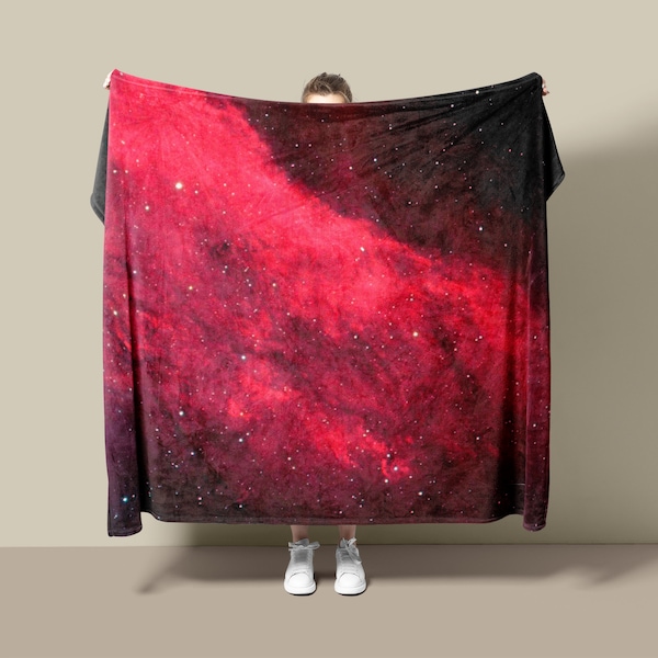 California Nebula Fleece Blanket: Deep Red Galaxy, Space Photography
