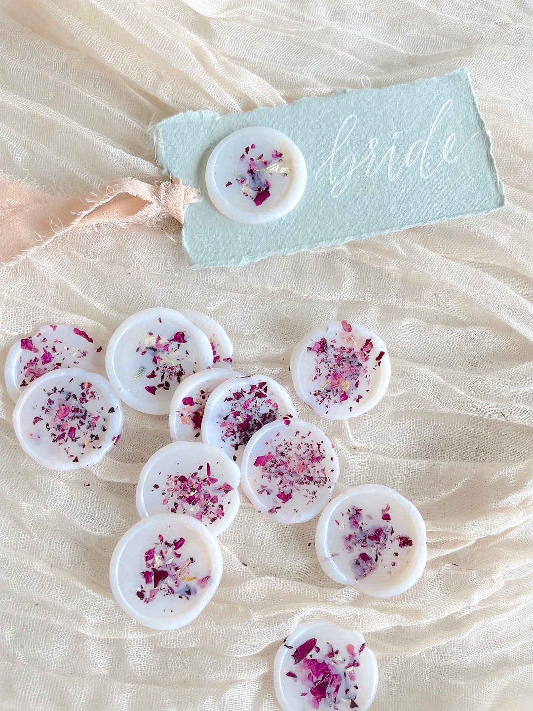 Dried Flower Vellum Wax Seal Wax Seal Boho Wedding Wedding Etsy