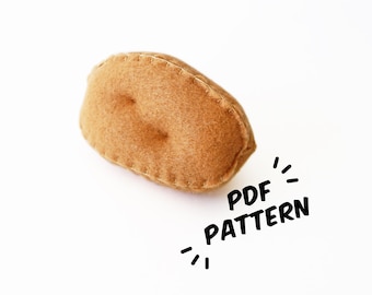 Potato PDF Felt Pattern - Easy Play Food DIY Template & Instructions Hand Sewing Handmade Heirloom Toy