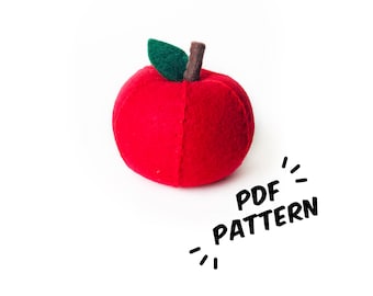 Apple PDF Felt Pattern - Easy Play Food DIY Template & Instructions