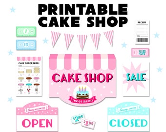 Kids Pretend Dramatic Play Printable - Cake Shop Bakery Store Set