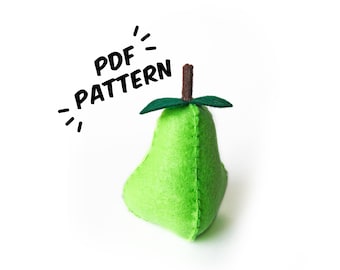 Felt Pear Sewing Pattern – DIY Play Food Toy (PDF Pattern)