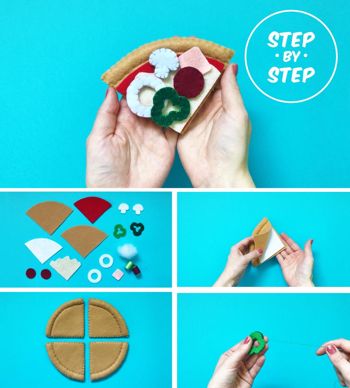 Pizza PDF Felt Pattern - Easy Play Food DIY Template & Instructions ...