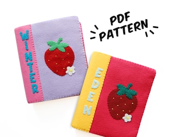 Strawberry Quiet Book PDF Felt Pattern - Easy DIY Template & Instructions Hand Sewing Handmade Heirloom Toy Baking Doll Set