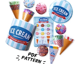 Paper Squishy Ice Cream Set Pattern – DIY Play Food Craft (PDF Download)