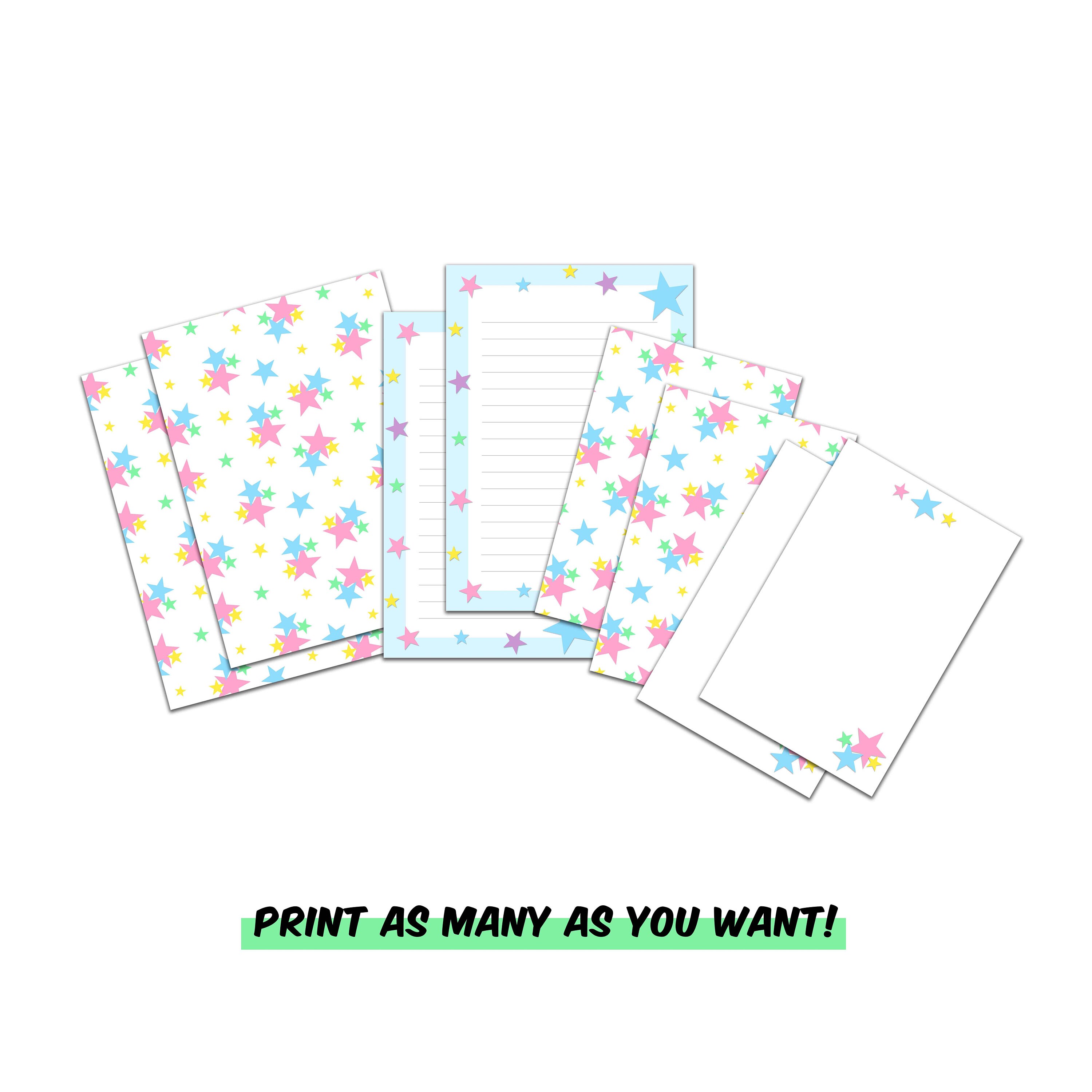 Custom Paper For Star Note Printable Stationery Set - Stars - Notes / Card / Gift Tag / Envelope ...