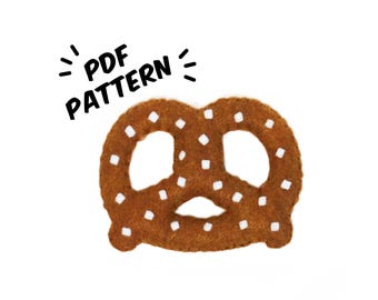 Pretzel PDF Felt Pattern - Easy Play Food DIY Template & Instructions Hand Sewing Handmade Heirloom Toy