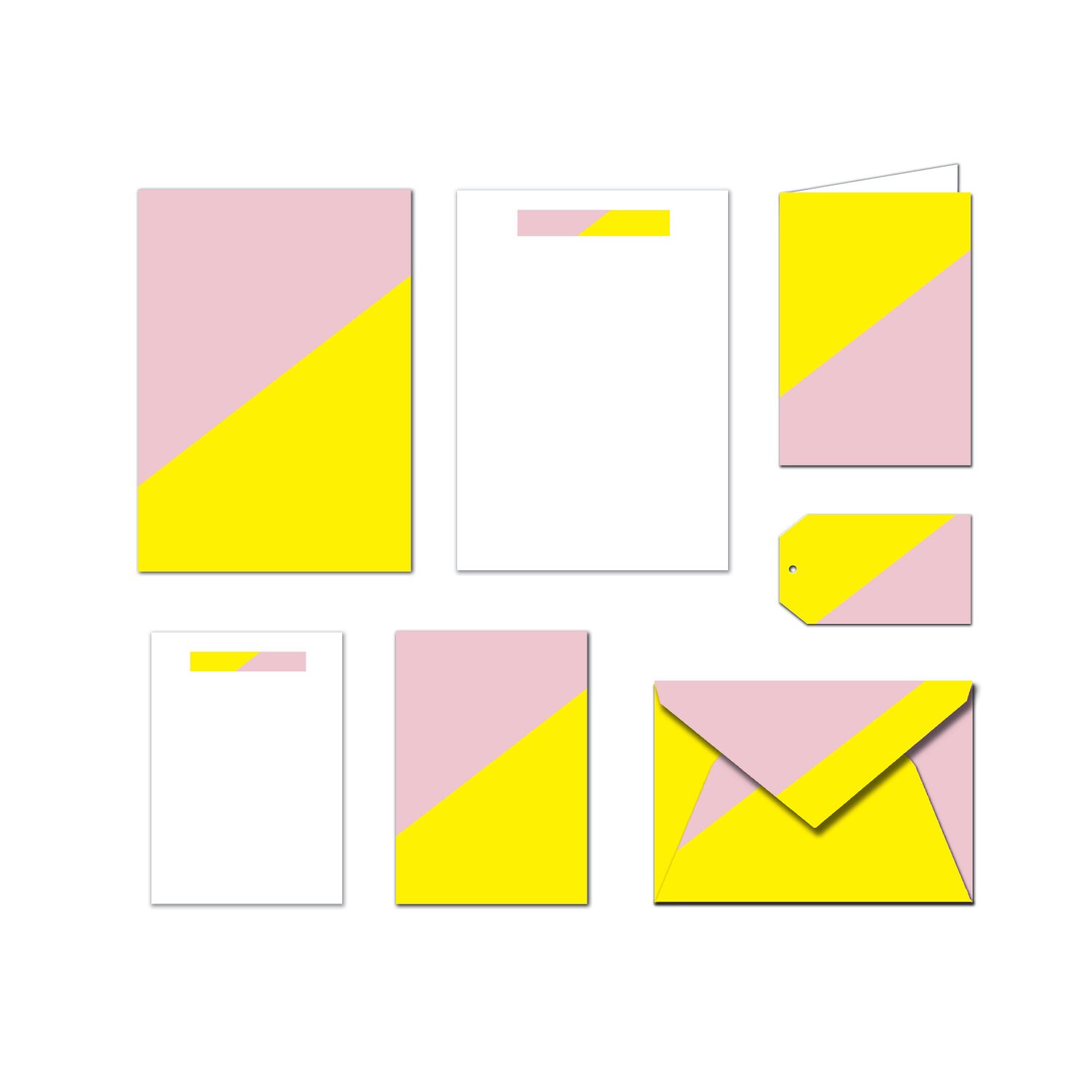 Printable Stationery Set Yellow Pink Notes Card Gift Etsy
