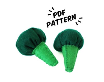 Broccoli PDF Felt Pattern - Easy Play Food DIY Template & Instructions Hand Sewing Handmade Heirloom Toy