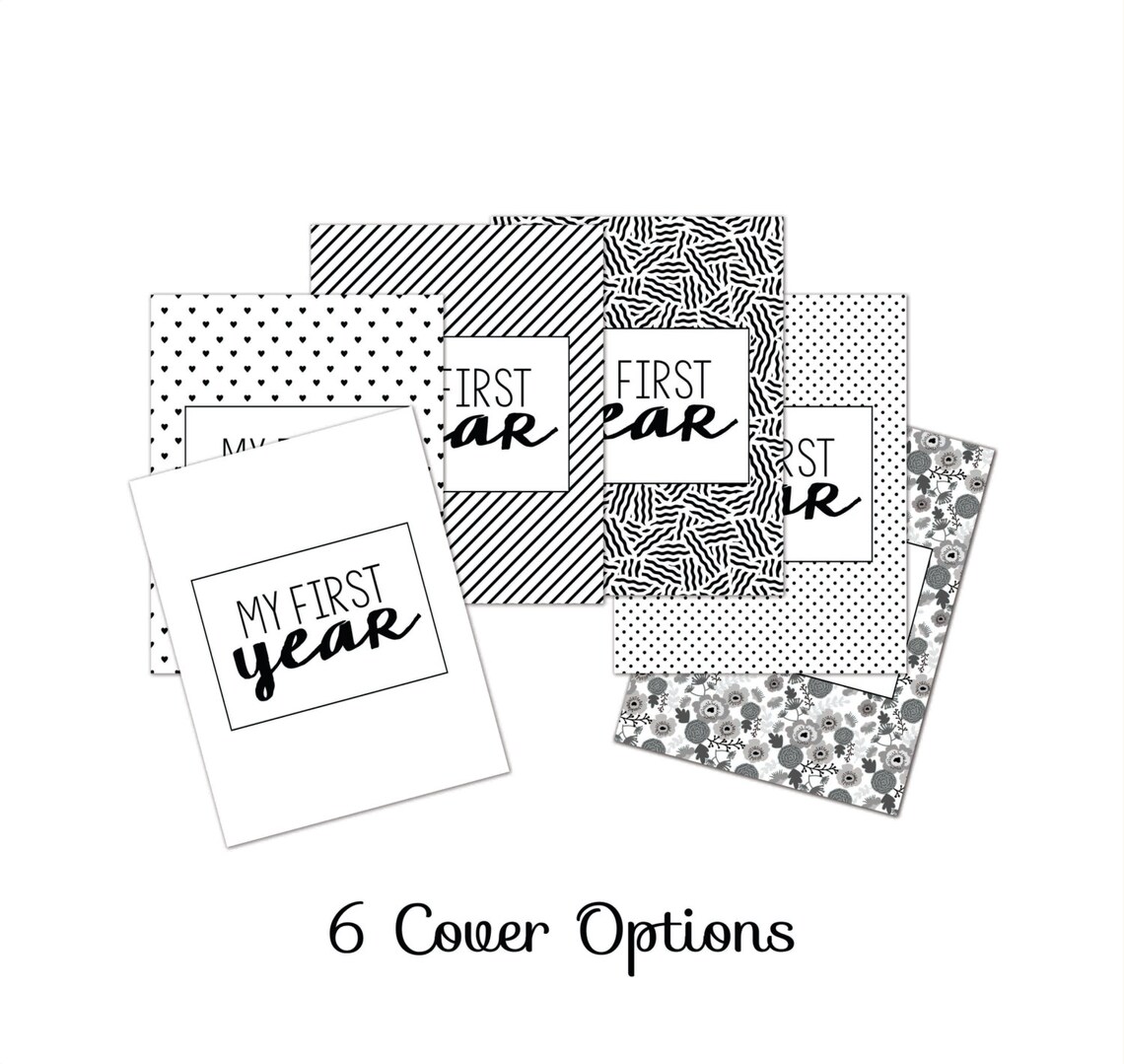 Printable Baby Book Black and White Shapes Baby's First Year Etsy