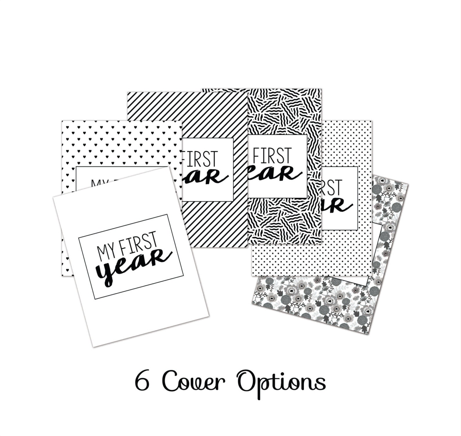 Printable Baby Book Black and White Shapes Baby's First Year Etsy