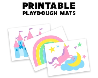 Kids Printable Playdough Mats - Unicorn Pack