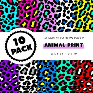 Printable Seamless Patterns - 90s Animal Print Pack - Digital Scrapbook Paper