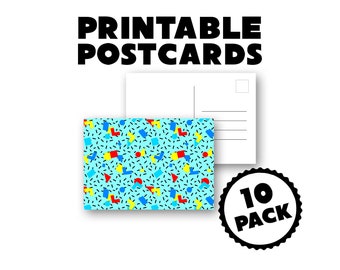Printable Postcards 3.5 x 5 - 90's Shapes 10 Pack