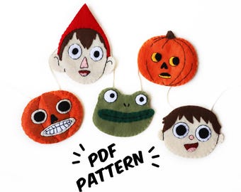 Over the Garden Wall Pottsfield Pumpkins Garland Halloween Fall Decorations Felt Pattern - Easy DIY Template & Instructions Hand Sewing