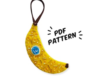 Felt Banana Christmas Ornament Sewing Pattern, Beaded Felt Ornament PDF, Handmade Christmas Tree Decor, DIY Felt Banana Pattern