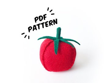 Tomato PDF Felt Pattern - Easy Play Food DIY Template & Instructions Hand Sewing Handmade Heirloom Toy
