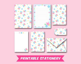 Printable Stationery Set - Stars - Notes / Card / Gift Tag / Envelope / Digital Paper / Digital Paper