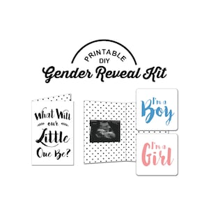 Druckbares Baby Gender Reveal KartenSet - Baby Ankündigung Kit - Blatt