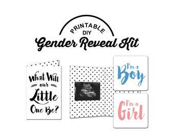 Printable Baby Gender Reveal Card Set - Baby Announcement Kit - Leaf