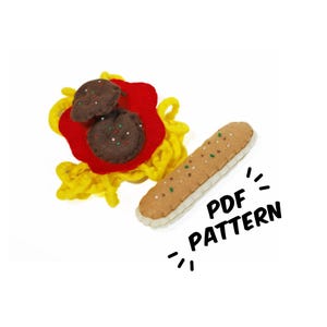 Conjunto de palitos de pão de almôndegas de espaguete PDF - Molde e instruções fáceis para comida de brinquedo DIY