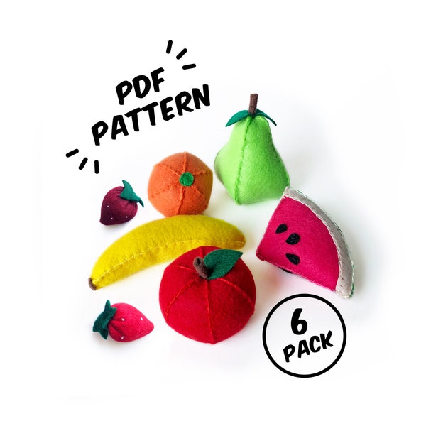 Ensemble de fruits PDF en feutre - Modèle DIY facile à faire avec des aliments et instructions