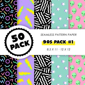 Printable Seamless Patterns 90s Pack Digital Scrapbook - Etsy