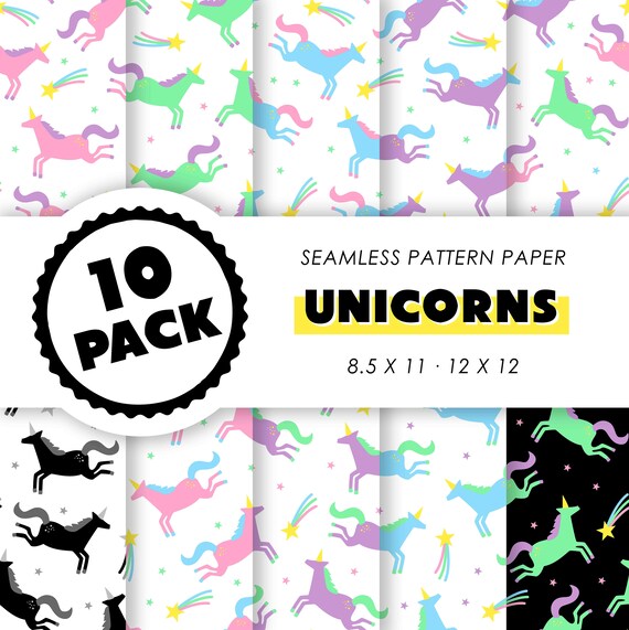 Printable Seamless Patterns Unicorn Stars Digital - Etsy