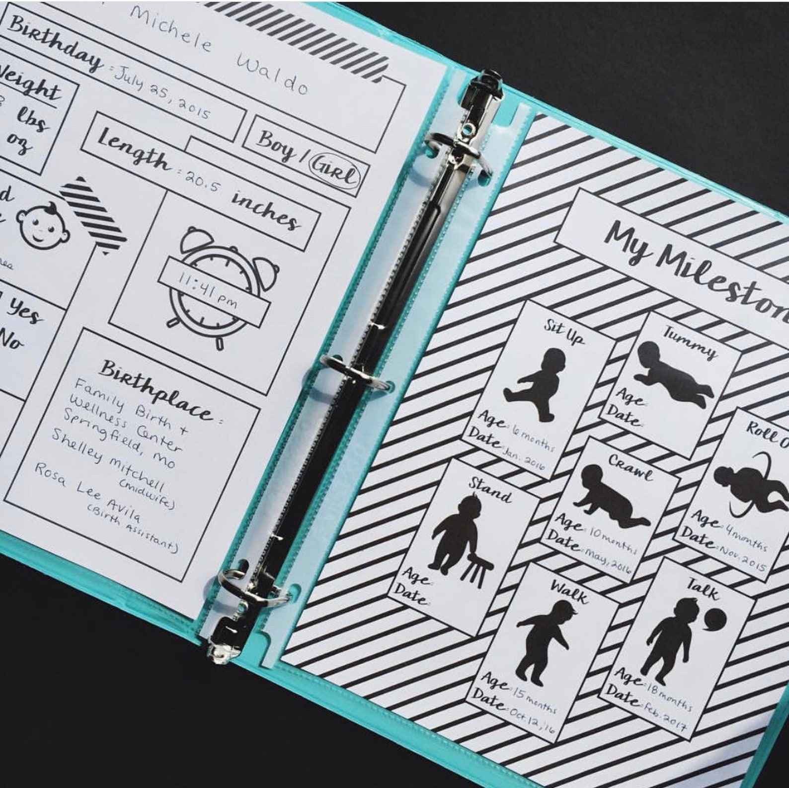 Printable Baby Book Black and White Shapes Baby's First Year Etsy