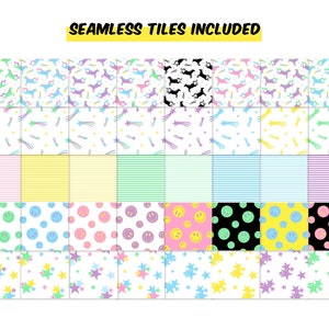 Printable Seamless Patterns - Unicorn Pack - Stripes - Stars - Digital ...