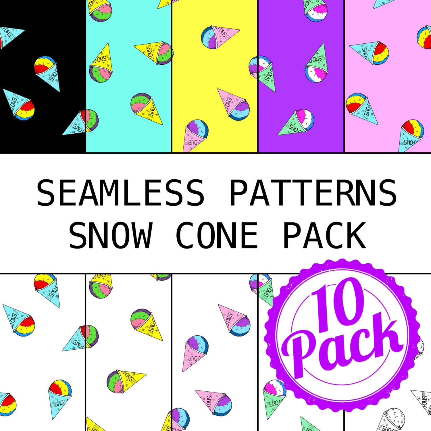 Printable Seamless Patterns Snow Cone Pack Digital - Etsy