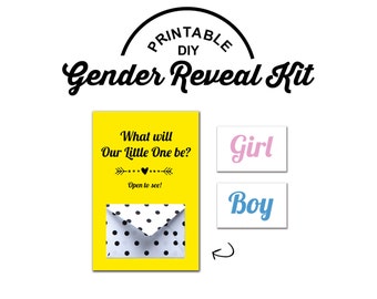 Printable Baby Gender Reveal Card Set - Baby Announcement Kit - Polka Dots