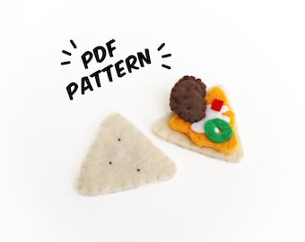 Nachos PDF Felt Pattern - Easy Play Food DIY Template & Instructions Hand Sewing Handmade Heirloom Toy Set