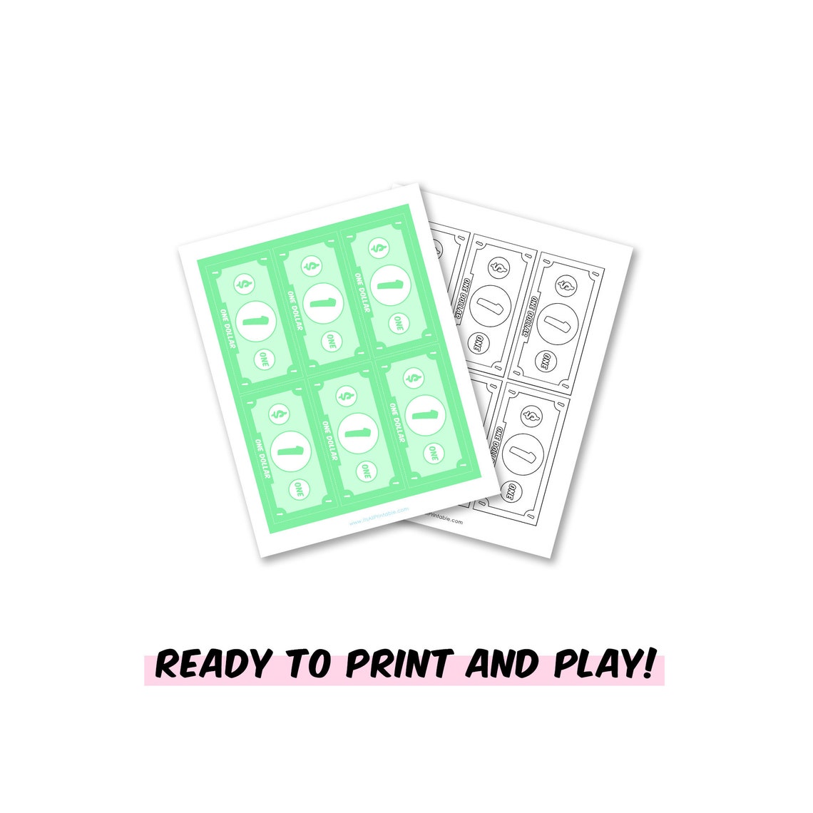 Kids Pretend Play Printable - Play Money - Basic Green Set - Etsy