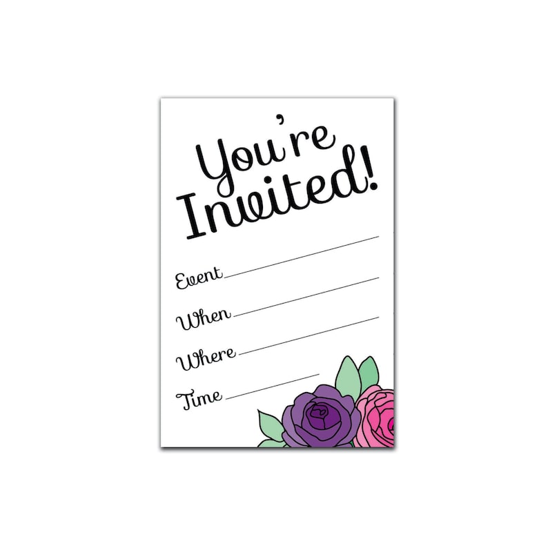 Printable Party Invitation Set You're Invited Flowers | Etsy